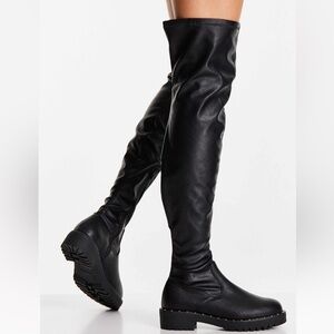 ASOS DESIGN flat Black Over-the-Knee Boots size 6